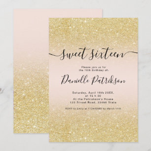 Invitation Chic or parties scintillant scintille rose ombre d