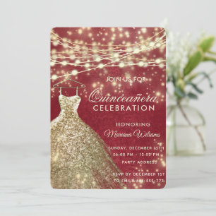 Invitation Chic or rouge Chaîne lumières parties scintillant