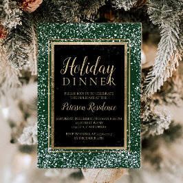 Invitation Chic or typographie neige fête de vacances vert