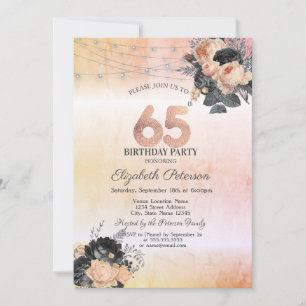 Invitation Chic Orange Rose Lights 65e anniversaire