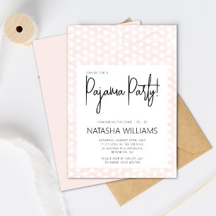 Invitation Chic Pajama Party Pastel Pois roses