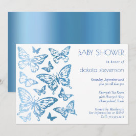 Invitation Chic papillon | Classic Blue Shine Baby shower