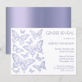 Invitation Chic papillon | Révélation de genre violet de lava