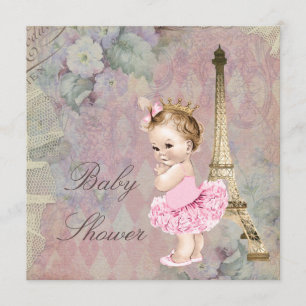 Invitation Chic Paris Princess Ballerina Baby shower Floral