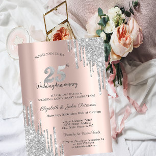 Invitation Chic Parties scintillant argent 25e anniversaire M
