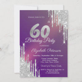Invitation Chic Parties scintillant Argent Drips Purple 60e a