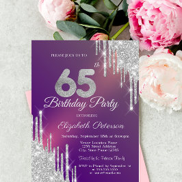 Invitation Chic Parties scintillant Argent Drips Purple 65e a