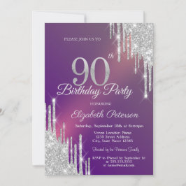 Invitation Chic Parties scintillant Argent Drips Purple 90e a