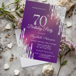 Invitation Chic Parties scintillant Argent Lecteurs Violet 70