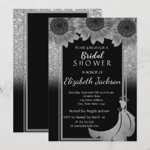 Invitation Chic Parties scintillant Argent Sunflower Fête des