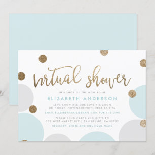Invitation Chic Parties scintillant Bleu & Or Confetti Douche