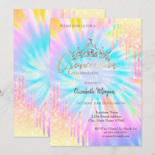 Invitation Chic Parties scintillant Couronne Drop Tie Dye Qui