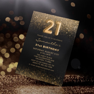 Invitation Chic Parties scintillant Gold & Black 21e annivers