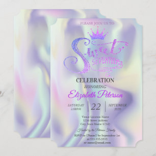 Invitation Chic Parties scintillant Tiara Holographic Sweet 1