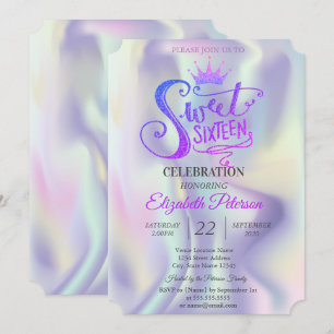 Invitation Chic Parties scintillant Tiara Holographic Sweet 1