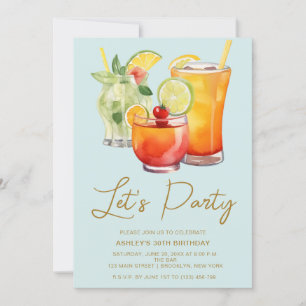 Invitation Chic Pastel Cocktail Party Anniversaire