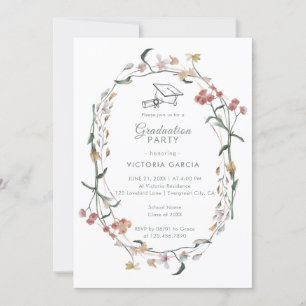 Invitation Chic Pastel Fleur sauvage Printemps Graduation