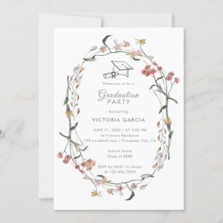Invitation Chic Pastel Fleur sauvage Printemps Graduation