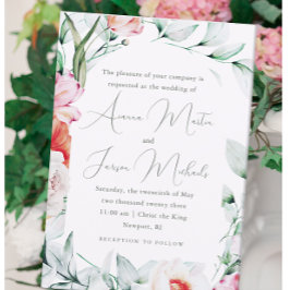 Invitation Chic Pastel Floral Romantique Mariage de calligrap