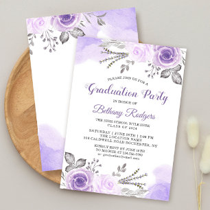 Invitation Chic Pastel Purple Rose Garden Graduation Party