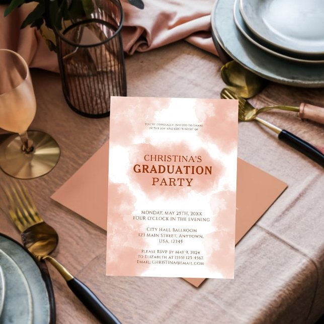 Invitation Chic Peach Fuzz Graduation (Celebrate your success with our chic peach fuzz invites! )