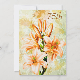 Invitation Chic Pêche & Lys Blancs 75e Anniversaire