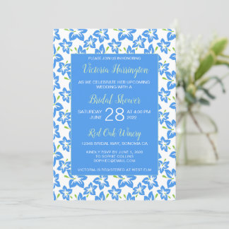 Invitation Chic Peint Bleu Floral Douche nuptiale