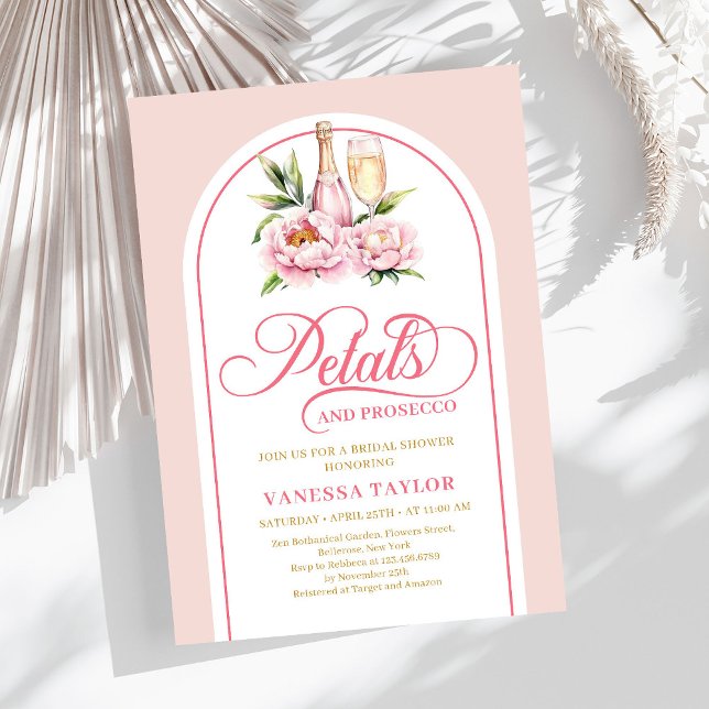 Invitation Chic petals and prosecco blush gold bridal shower (Chic petals and prosecco blush gold bridal shower)