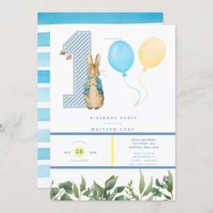 Invitation Chic Peter Rabbit Boy fête son 1er anniversaire