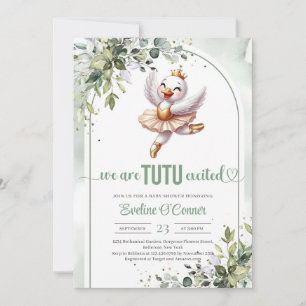 Invitation Chic petit cygne avec robe tutu or eucalyptus