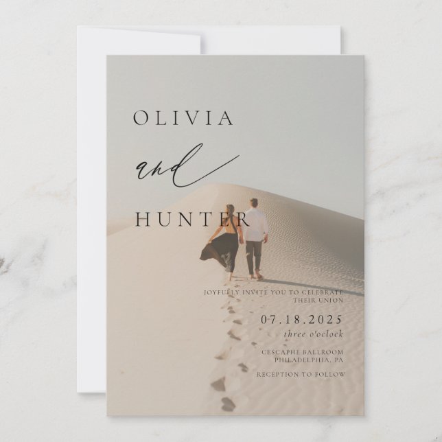 Invitation Chic Photo moderne Mariage noir & blanc (Devant)