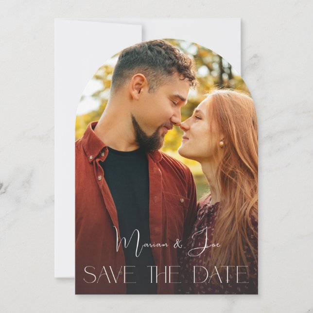 Invitation Chic Photo Suprise Verti Enregistrer la date Arc (Devant)
