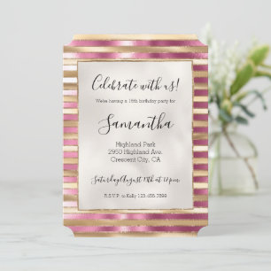 Invitation Chic Pink Gold Glam Stripes