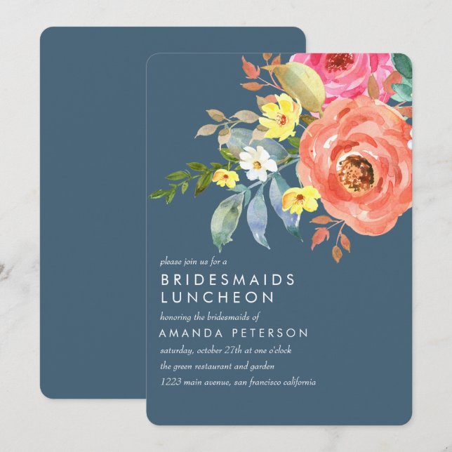 Invitation Chic Pink Peony Bridesservatrices Luncheon Mariage (Devant / Derrière)