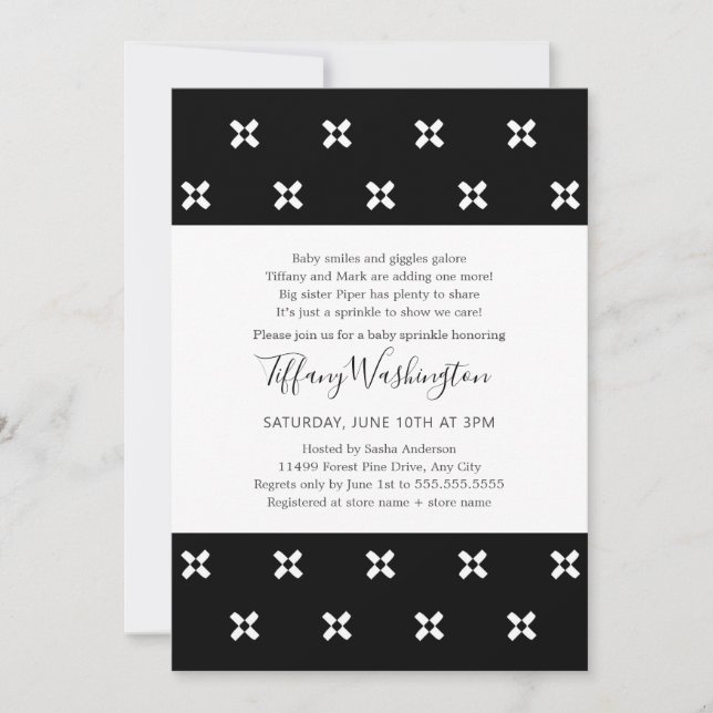 Invitation Chic poème noir et blanc saupoudrer bébé (Devant)