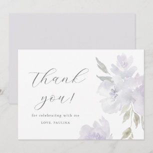 Invitation Chic Purple Floral Anniversaire Quinceañera Merci