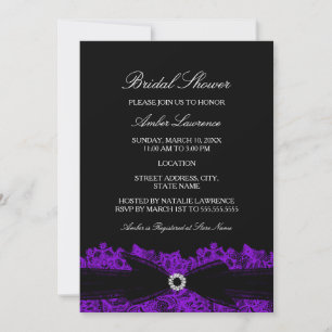 Invitation Chic Purple Floral Lace Bridal Douche