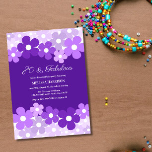 Invitation Chic Purple Lavender Flower 80 Fabuleux anniversai