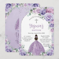 Chic Purple Lilac Floral Arc Argent Baptême