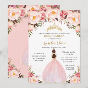 Invitation Chic Quinceañera Soft Blush Floral Princess