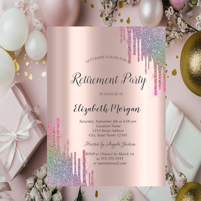 Invitation Chic Rainbow Parties scintillant Drives Rose Gold  (Créateur téléchargé)