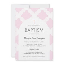Chic rose blanc Croix d'or Arc Baptême bébé