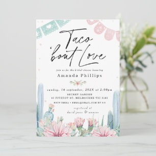 Invitation Chic rose Cactus Taco Bout Love Fête des mariées
