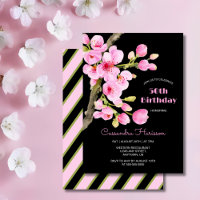 Chic rose cerise fleurs Sakura noir Anniversaire