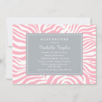 Chic rose et gris Zebra Stripes Baby shower fille