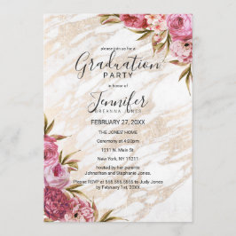 Invitation Chic Rose Floral Gold Marble Party