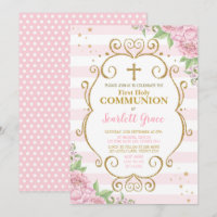 Chic rose Floral Première Sainte Communion Princes