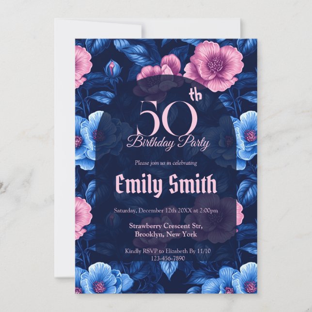 Invitation Chic Rose Floral Romantic Party (Devant)