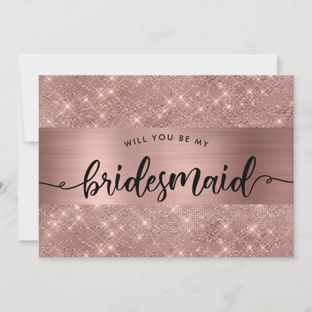 Invitation Chic Rose Gold Bridesmaid Proposition (Devant)