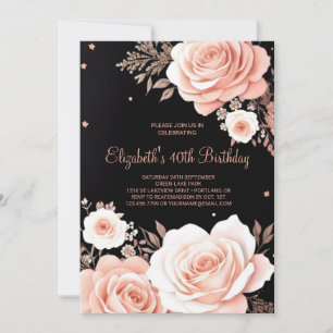 Invitation Chic Rose Gold Custom 40e anniversaire